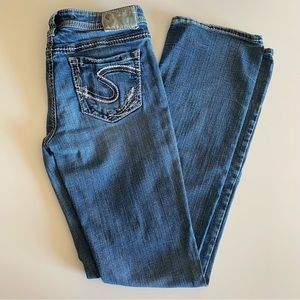 Distressed Bootcut Silver Jeans
